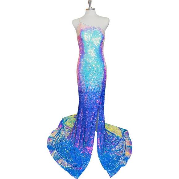 NEW JOVANI jennifer gown in white/blue ombre